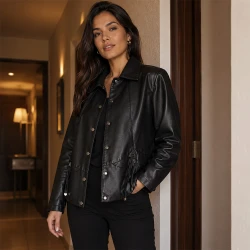 [LEVE 2 PAGUE 1] Jaqueta Feminina Jade em Couro Legítimo e Interior Forrado (Verdadeiro Charme do Inverno!)