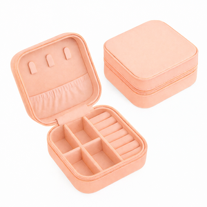 Mini Porta-Jóias em Couro Sintético Salmão