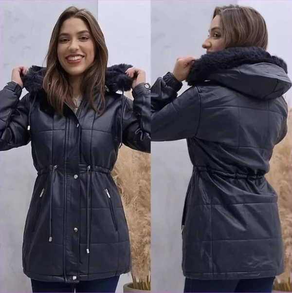 [Pague 1 Leve 2] Parka Feminina Premium Forrada com Ajuste na Cintura e Capuz Removível