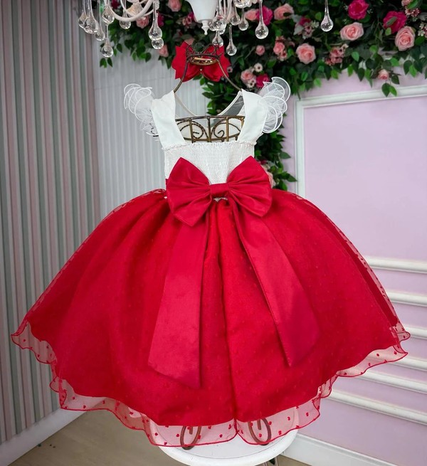 Vestido Duo Color - Vermelho C/Branco