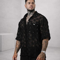 Camisa malha crochet miami Black