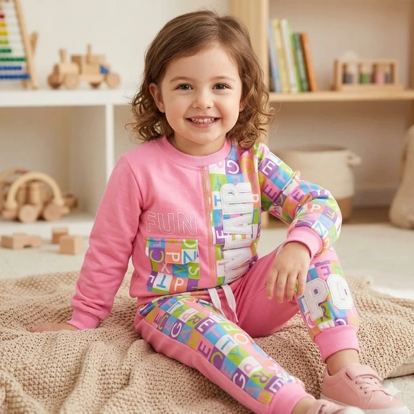 20034 CONJUNTO MOLETOM FUNFAIR ROSA MULTICOLOR PETIT CHERIE 