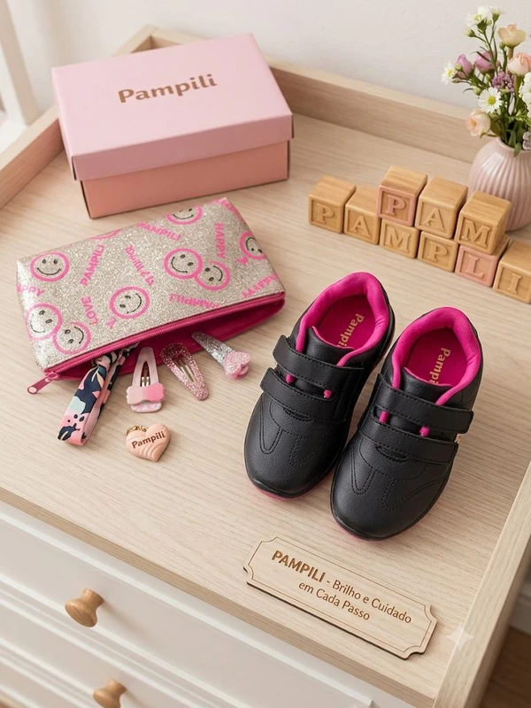 TENIS HONEY + ESTOJO PRETO/PINK PAMPILI 169188