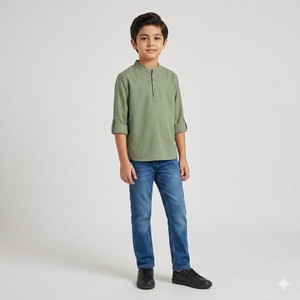 3361 CONJUNTO CAMISA E CALÇA JEANS ANUSKA VERDE