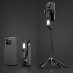 Estabilizador Gimbal para Celular 3 Eixos com Bluetooth e Luz Integrada
