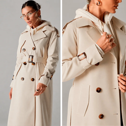 Trench Coat Longo Feminino Milano Sarjado Vynara
