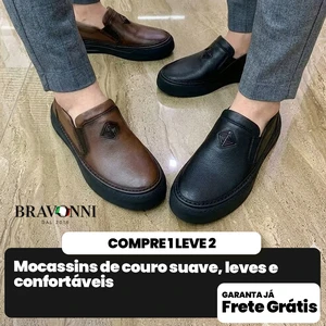 [COMPRE 1 E LEVE 2] Mocassins de couro suave, leves e confortáveis