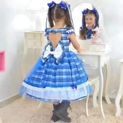 Vestido Festa Junina Xadrez  + Saia de Armação + 2 Laços
