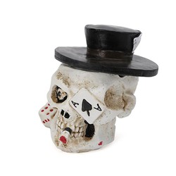 Cinzeiro de Resina para 3 Cigarros - Caveira Cassino