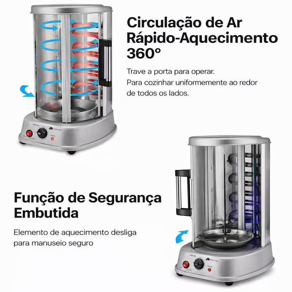 Churrasqueira Grill Rotisserie com Temperatura Ajustável, 1500W