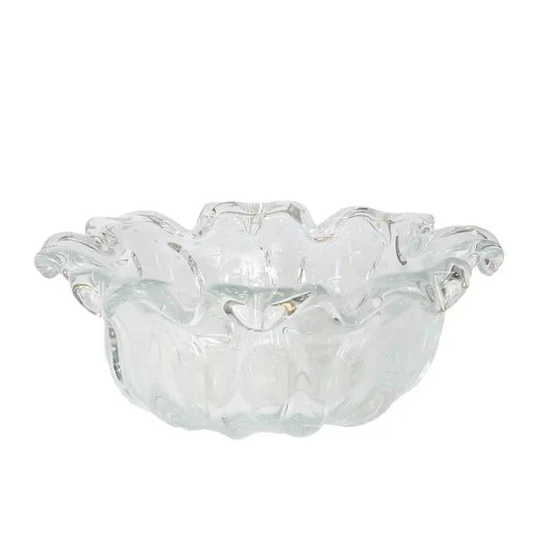 Vaso De Murano Cristal Transparente Com Orquídeas