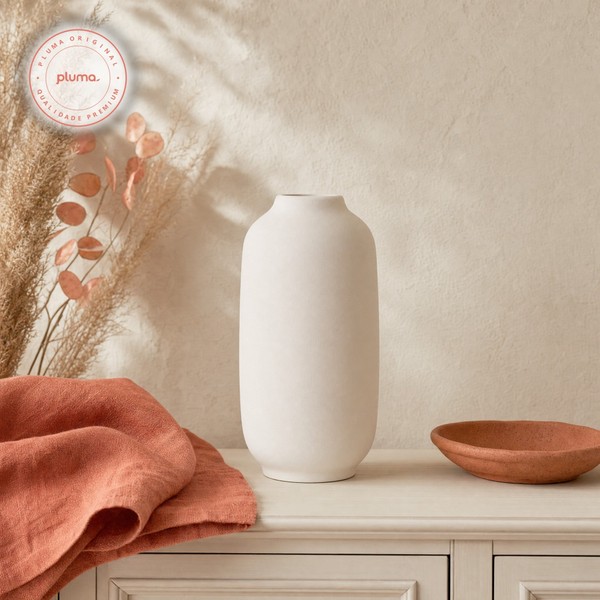 Vaso Decorativo em Cerâmica Branco 28cm