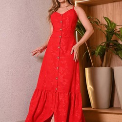 Vestido Estampado Longo Soltinho com Alcinha Regulável Moda Feminina Casual