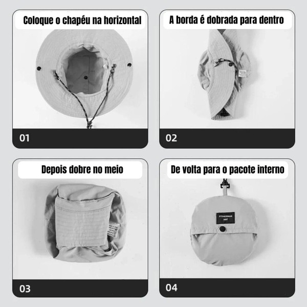 Chapéu Portátil Impermeável com Proteção Solar UV50+
