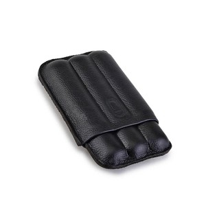 Porta 3 Charutos em Couro Crawdaut Classic - Preto