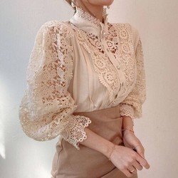 Blusa Manga Longa Feminina Rendada
