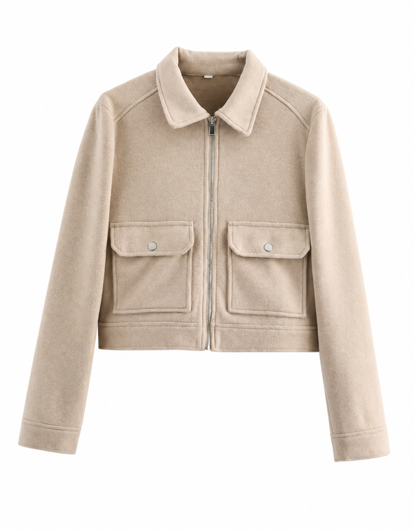 Jaqueta Feminina Cropped de Inverno com Zíper