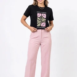 Camiseta Feminina Preta Estampa Deus Cumpre Suas Promessas