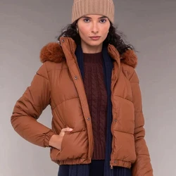 Doudoune Detalhe em Pelos Lauden Preto Velour
