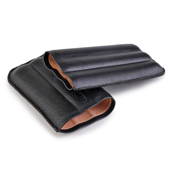 Porta 3 Charutos em Couro Crawdaut Long - Preto