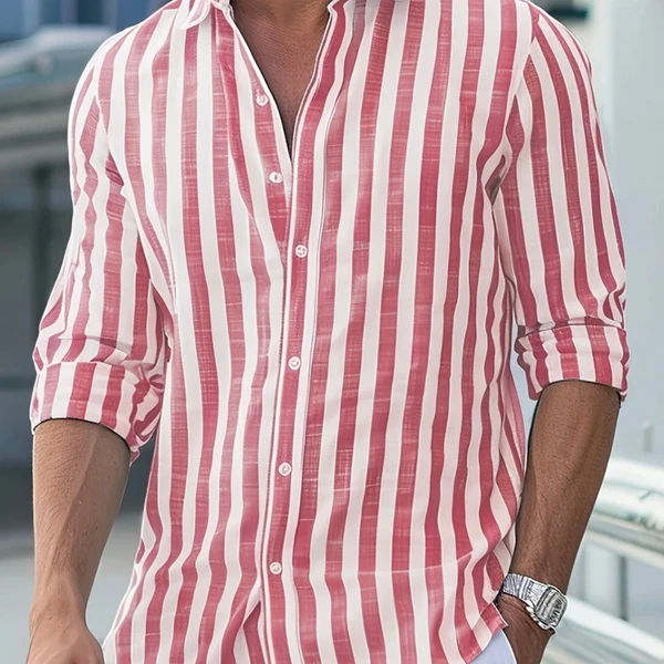 [PAGUE 1 LEVE 2] Camisa de Linho Masculina Listrada + Brinde