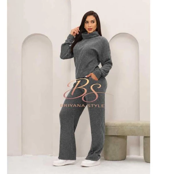 Conjunto Inverno Feminino elegante Tecido Malha Rib Quente