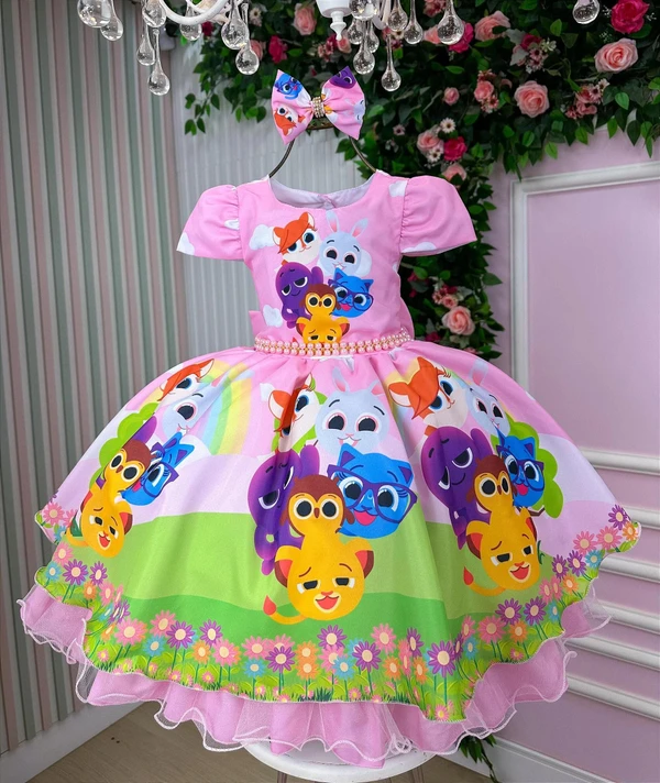 Vestido Temático - Bolofofo Rosa Claro 