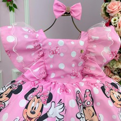 Vestido Temático - Minnie Rosa Claro