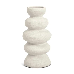 Vaso Decorativo Ondulado em Cerâmica Branco 20cm