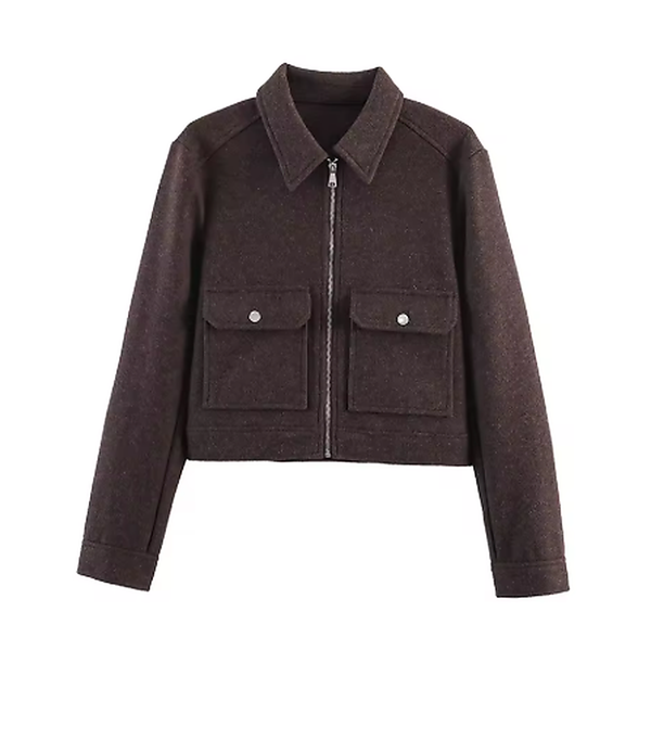 Jaqueta Feminina Cropped de Inverno com Zíper