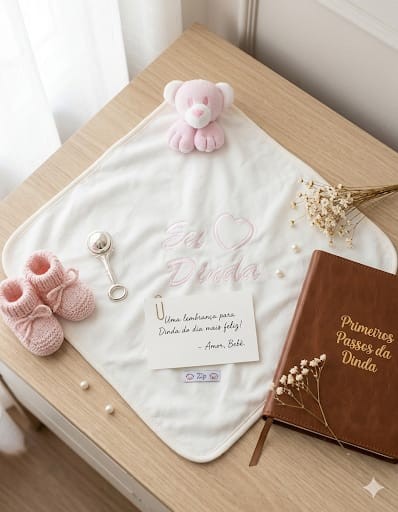 NANINHA ZIP BLANKET CETIM EU AMO DINDA ROSA