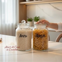 KIT 2 POTES DE VIDRO HERMÉTICO ARENA 1,5L PERSONALIZADO