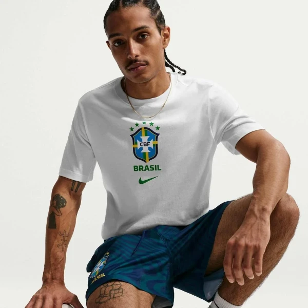 Camiseta Brasil Nike Crest Masculina - Branco