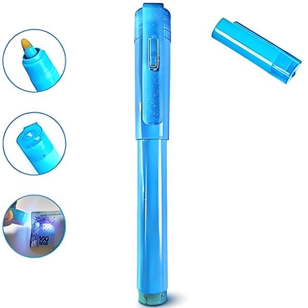 Kit com 3 Canetas P/ Identificar Notas Dinheiro Com Luz Uv