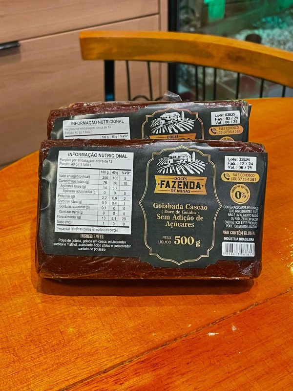 Goiabada Cascão Zero Adição de Açúcar Fazenda de Minas 500 g
