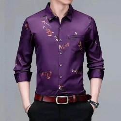 Camisa Masculina Cavallieri em Seda Gelo e Poliéster Manga Longa