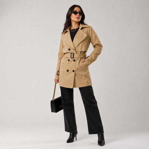 TREND COAT BEGE ESCURO/ BEGE CLARO