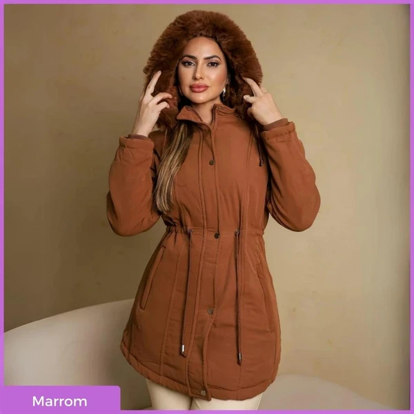 [Pague 1 Leve 2] Parka Feminina Premium Forrada com Ajuste na Cintura e Capuz Removível