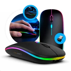 Mouse Bluetooth RGB Recarregável Sem Fio com Bateria de Longa Duração