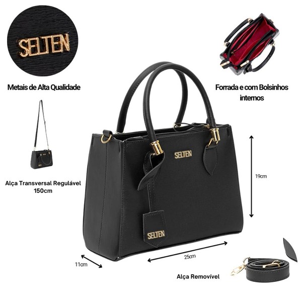 Kit Bolsa Transversal Alça Ajustável Tote e Bolsa Tiracolo Modelo Tampa Com Carteira