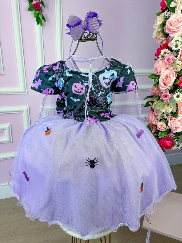 Vestido Temático - Halloween - Preto C/Lilás 