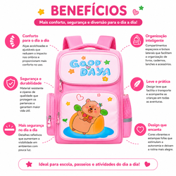 Mochila Infantil Capivara Rosa