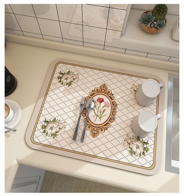 Esteira de secagem antiderrapante para cozinha, Super Absorvente, Esteira de secagem grande para café, Secagem rápida, Almofada de drenagem do banheiro