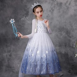 Fantasia Elsa Completa + Coroa + Varinha Mágica + Cabelo + Luva + Colar, Brinco, Anel e Pulseira