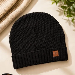 1009701 GORRO EM TRICO PATERNOLLI PRETO ONDA MARINHA