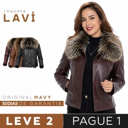 [LEVE 2 PAGUE 1] Jaqueta Feminina Laví em Couro Legítimo e Lã com Interior Forrado (Elegância que abraça o corpo!)