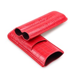 Porta 2 Charutos em Couro Motier com Cortador - Vermelho