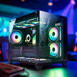 Gabinete Gamer Fortrek Clarity Frontal e Lateral em Vidro Micro ATX Preto