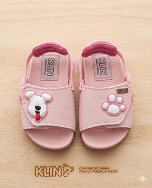 CHINELO SUMMER ROSA BB PINK CARINHA COM ELÁSTICO KLIN 207020