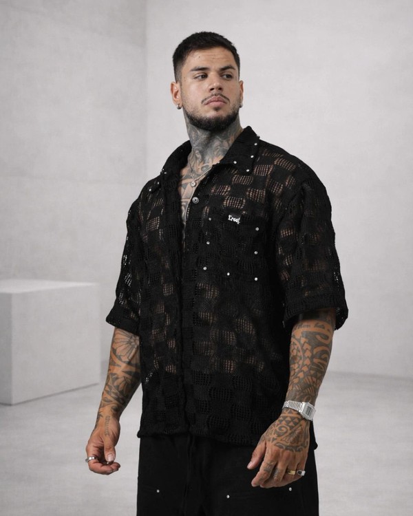 Camisa malha crochet miami Black